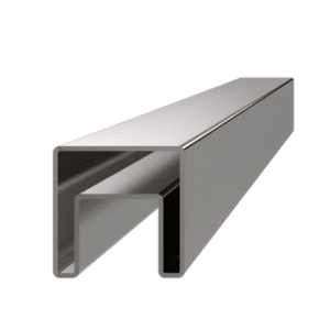 Madlo čtvercové (40x40x1,5 mm / 24x24 mm), pro sklo 8-17,5 mm, bez gumových těsnění, broušená nerez K320 /AISI304