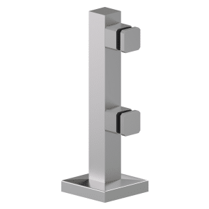 Nerezový sloupek na sklo se dvěma svorkami ø40mm, celková výška: 325mm, pro sklo: 6-16mm broušená nerez K320/AISI 304. (Balení obsahuje gumičky na sklo)