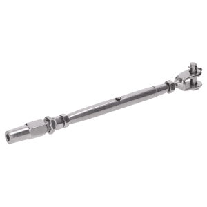 Úchyt, šponovák pro nerezové lanko ø3 mm se závitem M6 a LH6,  broušená nerez K320 / AISI304