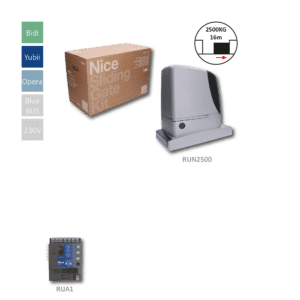 NICE RUN2500 motor pro posuvné brány do 2500 kg, 230V, 870W, 1390N, 1x el.RUA1 BlueBus, mechan. koncový spínač