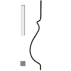 Kovaná výplň zábradlí H 1000 x L 170 mm,12 x 12mm,hladká ocel