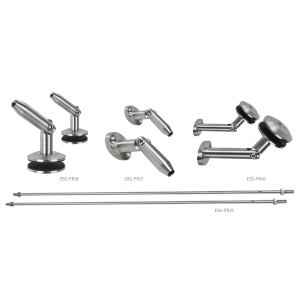 Set na skleněný přístřešek pro sklo 8-12,76 mm, (set obsahuje: EB2-PRJ8 2 ks, EB2-PRJ9 2 ks), broušená nerez K320 / AISI316