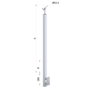 Nerezový sloup, boční kotvení, 4 řadový M6, vnitřní, vrch nastavitelný