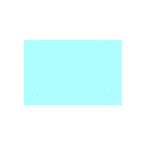 Transparentní ESG / VSG sklo, rozměr 1500x1000mm, tloušťka: 12.76mm s fólií a výřezy na držáky EB1-PRJ, průměr díry ø25mm