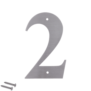 Číslo domové 2, (127x1.5mm), s dierami, brúsená nerez K320 / AISI 304