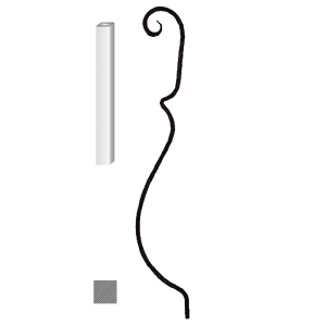 Kovaná výplň zábradlí H 1000xL170mm,12x12mm,hladká ocel