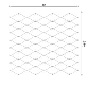 Nerezová lanková síť, 0,8x10 m (šxd), oko 50x50 mm, průměr lanka 2 mm, AISI316