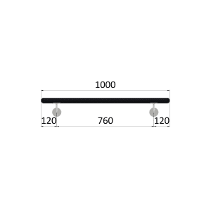 Madlo Bukové T (1000mm), černý nátěr