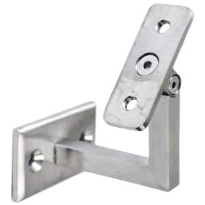 Držák madla na stěnu nastavitelný (plochý, L: 70x70 mm, kotevní deska: 70x40 mm), broušená nerez K320 / AISI304