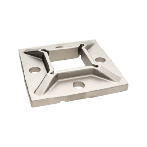 Příruba spodní (100x100 / 2x11 mm), otvor: 40,5x40,5 mm, na profil 40x40 mm, broušená nerez K320 / AISI304