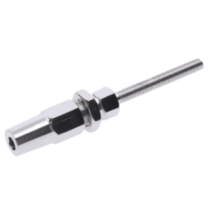 Úchyt pro nerezové lanko 4mm, se závitem M6, broušená nerez K320 /AISI304