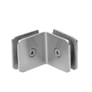 Svorka skla na skleněný dveřní systém, mezi sklo a sklo 90°, 45x45 mm, tloušťka skla 8-10 mm, broušená nerez K320 / AISI304