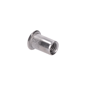 AISI304 nýtovací matice M8, plochá, rýhovaný dřík, L-15.5mm