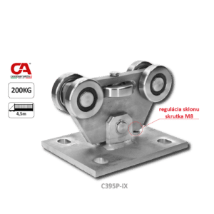 Nerezový vozík PICCOLO do profilu (68x68 mm) pro samonosné brány do 200 kg / otvor: 4,5 m, nerez bez povrchové úpravy / AISI304