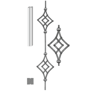 Tyč zdobená T2, H-950mm, 12x12mm