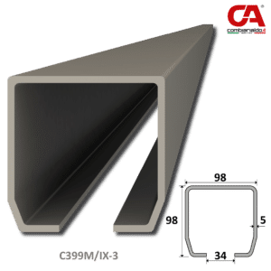 C profil  MEDIO 98x98x5 Combi Arialdo nerezový, pre samonosný systém, nerez bez povrchovej úpravy /AISI304 - 3m (tolerance +/-5mm)