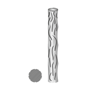 Tyč kruhová plná 14mm, čierna S235, zdobená-vzor réva L=4000mm, cena za 1ks(4m)