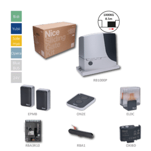 ROBUSKIT1000P sada pro posuvnou bránu do 1000kg, 1x RB1000, 1x RBA3R10, 1x ON2E, 1x OXIBD, 1 pár EPMB, 1x ELDC, 1x RBA1, indukční koncové spínače