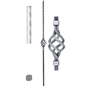 Kovaný sloupek zábradlí H 1300 mm, 25x25mm,válcovaná ocel