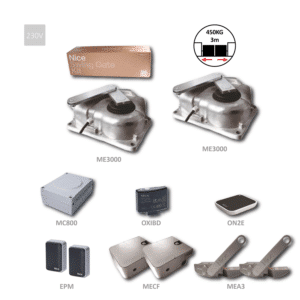 Podzemní sada motorů pro dvoukřídlou bránu do 3 m/křídlo, 230V, 250W, 250Nm, 2x ME3000, 2x MECF, 2x MEA3, 1x MC800, 1x OXIBD, 1x BF, 1x ON2E