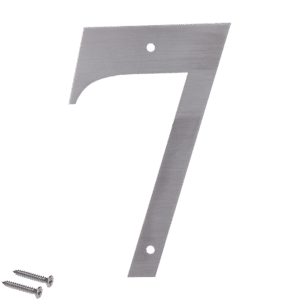 Číslo domové 7, (156x1.5mm), s dierami, brúsená nerez K320 / AISI 304