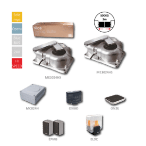 M-FAB HI-SPEED podzemní sada pro dvoukřídlou bránu do 3m/křídlo, 2x ME3024HS (24 V, 170 W, 250 Nm), 1x MC824H, 1x OXIBD, 1x ON2E, 1 pár EPMB, 1x ELDC