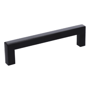 Nerezová úchytka (madlo) pro rozteč 128mm (140x128mm madlo 12x12mm, výška 32mm), dutá, barva: černá, nerez K320 /AISI304, balení obsahuje šrouby