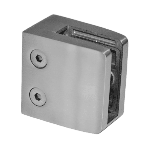 Svorka skla plochá (52x52x32 mm), broušená nerez K320 / AISI304, balení neobsahuje gumičky na sklo