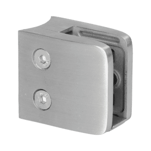 Svorka skla na trubku ø 48,3mm s podložkou a bezpeč. kolíkem (52x52x32mm), broušená nerez K320 /AISI304, balení neobsahuje gumičky na sklo