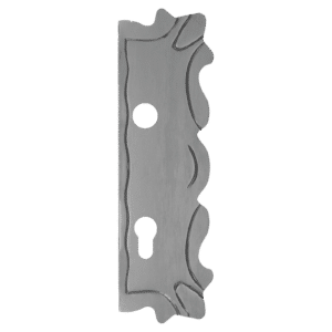 Štít 295x90x4mm s otvory, otvor pro kliku ø 20mm, zdobený, pravý, pro zámek ZM90/40H
