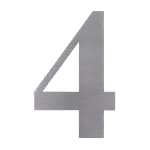 Číslo domové 4, (156x1.5mm), s 3M páskou, brúsená nerez K320 / AISI 304