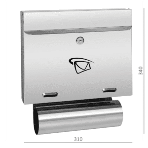 Poštovní schránka (340x310x60 mm), vhoz (20x305 mm) max. formát listu: A4, leštěná nerez /AISI304