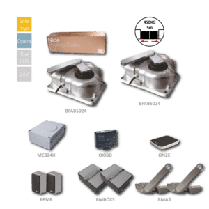 BIG-FAB METRO podzemní sada pro dvoukřídlou bránu do 5m/křídlo, 2x BFAB5024 (24V, 170W, 400Nm), 1x MC824H, 1x ON2E, 1x OXIBD, 1 pár EPMB, 2x BFABBOX, 2x BMA3