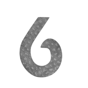 číslo domové 6,   120x80x3mm   zdobené, bez povrchovej úpravy