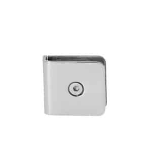 Svorka skla na skleněný dveřní systém, mezi stěnu a sklo, 50x45x16mm, tloušťka skla 8-10mm, leštěná nerez K320/AISI304