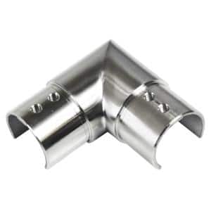 Spojka - koleno 90° (ø42,4x1,5 mm) na madlo EB1-HM42, lepený spoj, broušená nerez K320 / AISI304