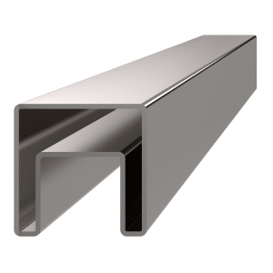 Madlo štvorcové (40x40x1.5mm /24x24mm), cena za 1ks (5m), pre sklo 8-17,5mm, bez gumových tesnení, brúsená nerez K320 /AISI304