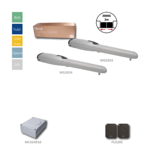 WG2024KCE Sada pro křídlovou bránu do 2m/křídlo, 2x pohon 24V, 85W, 1500N, 2x FLO2RE, 1x MC424R10 (vestavěný přijímač)