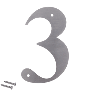 Číslo domové 3, (156x1.5mm), s dierami, brúsená nerez K320 / AISI 304