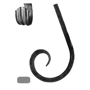 Kovaný prvek 12 x 12 mm, 200 x 120 mm, zdobený