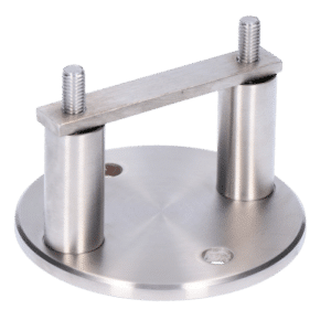 Úchyt na boční kotvení sloupu na jekl, (kotevní deska ø 100 /6mm), broušená nerez K320 /AISI304