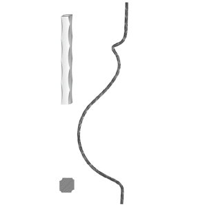 Kovaná výplň zábradlí H 900 x L 210 mm,12x12 mm,válcovaná ocel