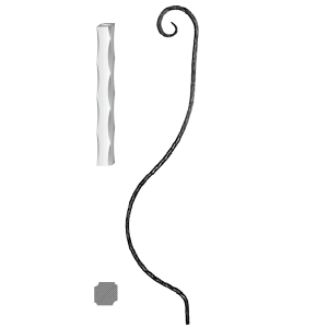 Kovaná výplň zábradlí H 1000xL210mm,12x12mm,válcovaná ocel