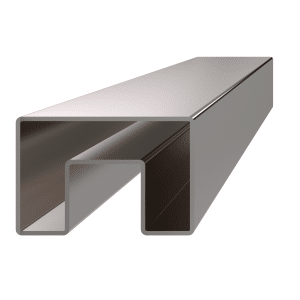 Madlo obdélníkové (60x40x1,5 mm /24x24 mm), cena za 1 ks (1 m), pro sklo 8-17,5 mm, bez gumových těsnění, broušená nerez K320 / AISI304