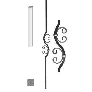 Tyč zdobená BH, H-900 mm, 12x12mm