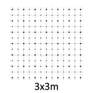 Montážní sada pro zelenou stěnu - nerez, rozměr 3x3m. Set obsahuje: EB1-GW01 (49ks), PVC-LA4 (52ks), EB2-LA4 (100m), EB1-NX4 (120ks)