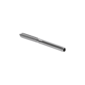 úchyt (lepící) pro nerezové lanko ø 4mm se závitem do dřeva, ( ø 7mm / L: 100mm), broušená nerez K320 /AISI316, použít lepidlo MD-GEL454/20