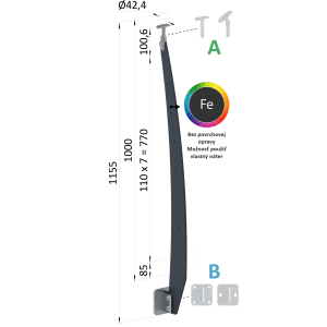 Kombinovaný Fe vypalovaný sloup, boční kotvení, 8-dírový