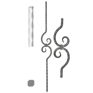 Tyč zdobená JV, H-1000 mm, 12x12mm