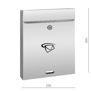 Poštovní schránka (305x250x60 mm), vhoz (20x240 mm) max. formát listu: A4, leštěná nerez /AISI304